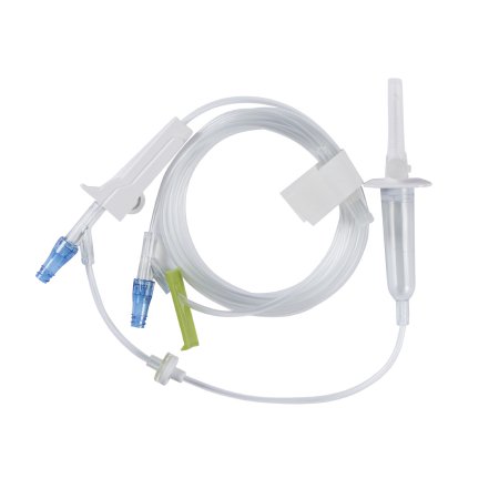 ICU Medical Primary IV Administration Set LifeShield® Gravity 2 Ports 15 Drops / mL Drip Rate Without Filter 100 Inch Tubing Solution - Case of 48 - 1266228-CS