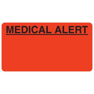 Tabbies Pre-Printed Label Warning Label Fluorescent Red Medical Alert - Roll of 1 - MAP5180-RL