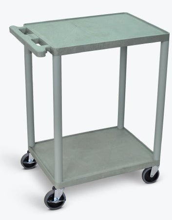 Luxor Utility Cart Polyethylene Plastic 24 X 18 X 33 Inch Gray Shelves Fat with Lip - Each - HE32-G-EA