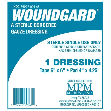 MPM Medical Adhesive Dressing WoundGard® 6 X 6 Inch Gauze Square White Sterile - Case of 120 - MP00096C-CS