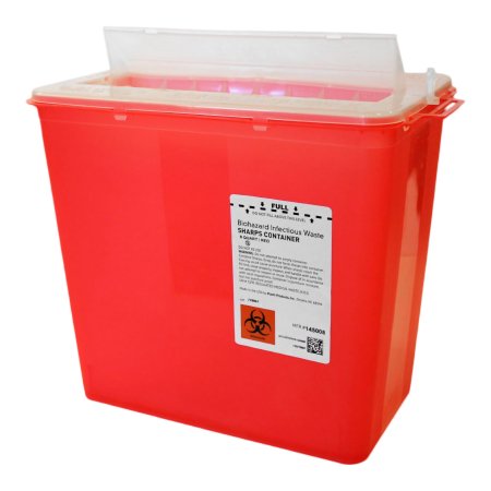 Plasti-Products Sharps Container Translucent Red Base 11 H X 11-3/4 W X 6-3/4 D Inch Horizontal Entry 2 Gallon - Case of 20 - 145008-CS