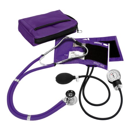 Prestige Medical Reusable Aneroid / Stethoscope Set Prestige Medical 25 to 40 cm Adult Cuff Dual Head Sprague Stethoscope Pocket Aneroid - Each - A2-PUR-EA