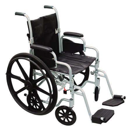 Drive Medical Lightweight Transport Chair drive™ Poly-Fly Aluminum Frame with Silver Finish 250 lbs. Weight Capacity Fixed Height / Padded Arm Black Upholstery - Each - TR18-EA