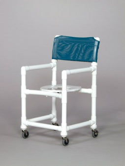 IPU Shower Chair Standard Fixed Arms PVC Frame Mesh Backrest 17-1/4 Inch Seat Width 300 lbs. Weight Capacity - Each - VL SC17 BLUE-EA