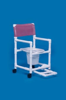 IPU Commode / Shower Chair Standard Fixed Arms PVC Frame Mesh Backrest 17-1/4 Inch Seat Width 300 lbs. Weight Capacity - Each - VL SC17 P FR TEAL-EA