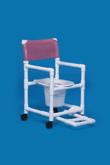 IPU Commode / Shower Chair Standard Fixed Arms PVC Frame Mesh Backrest 17-1/4 Inch Seat Width 300 lbs. Weight Capacity - Each - VL SC17 P FR WHITE-EA
