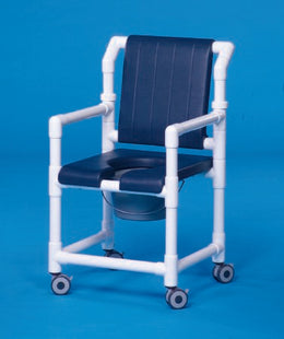 IPU Commode / Shower Chair ipu® Fixed Arms PVC Frame With Backrest 21-1/2 Inch Seat Width 300 lbs. Weight Capacity - Each - SCC700-EA