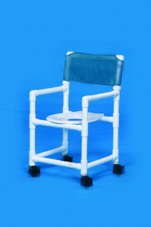 IPU Commode / Shower Chair Standard Fixed Arms PVC Frame Mesh Backrest 17-1/4 Inch Seat Width 300 lbs. Weight Capacity - Each - VL SC17 P WINEBERRY-EA