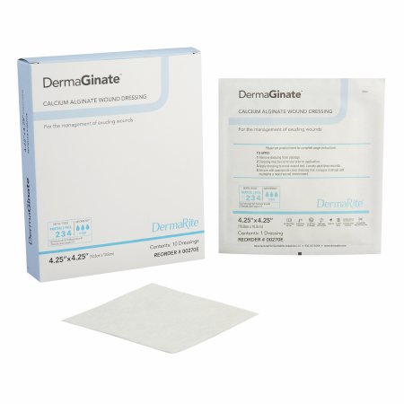 DermaRite Industries Alginate Dressing DermaGinate® 4-1/4 X 4-1/4 Inch Square - Box of 10 - 00270E-BX