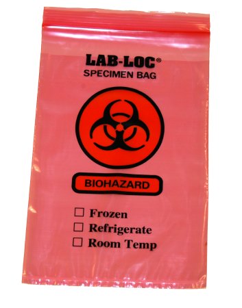 Elkay Plastics Specimen Transport Bag with Document Pouch Lab-Loc® 6 X 9 Inch Zip Closure Biohazard Symbol / Storage Instructions NonSterile - Case of 1000 - LAB20609RE-CS