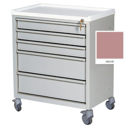 Harloff Treatment Cart ETC Line Steel 23.38 X 27.25 X 15.13 Inch Mauve One 2-3/4 Inch, Three 5-3/4 Inch Drawers - Each - ETC-5-EA