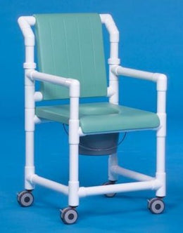 IPU Commode / Shower Chair ipu® Fixed Arms PVC Frame With Backrest 17-1/4 Inch Seat Width 300 lbs. Weight Capacity - Each - SCC701-EA