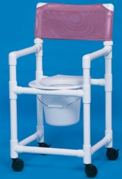 IPU Commode / Shower Chair Standard Fixed Arms PVC Frame Mesh Backrest 17-1/4 Inch Seat Width 300 lbs. Weight Capacity - Each - VL SC20 TEAL-EA