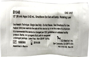 ICU Medical IV Extension Set Small Bore 12 Inch Tubing - Case of 50 - B1048-CS