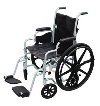 Drive Medical Transport Wheelchair drive™ Poly-Fly Aluminum Frame with Green Finish 250 lbs. Weight Capacity Full Length / Fixed Height / Padded Arm Black Upholstery - Each - TR20-EA