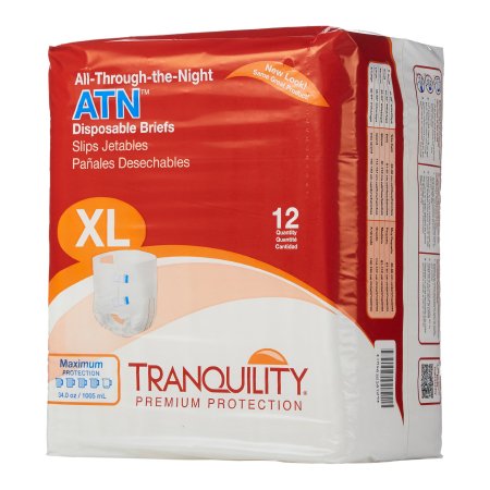 Principle Business Enterprises Unisex Adult Incontinence Brief Tranquility® ATN X-Large Disposable Heavy Absorbency - Case of 72 - 2187-CS