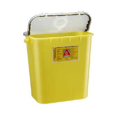 Bemis Healthcare Chemotherapy Waste Container Bemis™ Sentinel Yellow Base 15-7/8 H X 16-1/2 L X 11-13/16 W Inch Horizontal / Vertical Entry 8 Gallon - Case of 10 - 208 040-CS