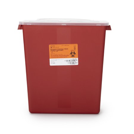 McKesson Sharps Container McKesson Red Base 13-1/2 H X 12-1/2 W X 6 D Inch Horizontal Entry 3 Gallon - Case of 12 - 101-8710-CS