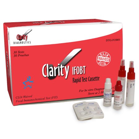Clarity Diagnostics Cancer Screening Test Kit Clarity® IFOBT Fecal Occult Blood Test (iFOB or FIT) 30 Tests CLIA Waived - Box of 1 - DTG-FOB01-BX