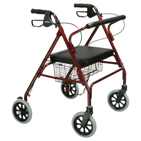Drive Medical Bariatric 4 Wheel Rollator drive™ Go-Lite Red Adjustable Height / Folding Steel Frame - Each - 10215RD-1-EA