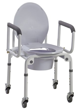 Drive Medical Commode Chair drive™ Padded Drop Arms Steel Frame 14 Inch Seat Width 300 lbs. Weight Capacity - Case of 2 - 11101W-2-CS