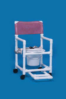 IPU Commode / Shower Chair Standard Fixed Arms PVC Frame Mesh Backrest 17-1/4 Inch Seat Width 300 lbs. Weight Capacity - Each - VL SC17 P FRSB TEAL-EA