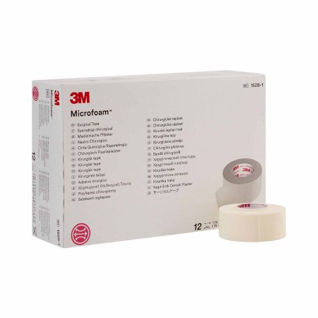 3M Medical Tape 3M™ Microfoam™ White 1 Inch X 5-1/2 Yard Elastic / Foam NonSterile - Box of 12 - 1528-1-BX