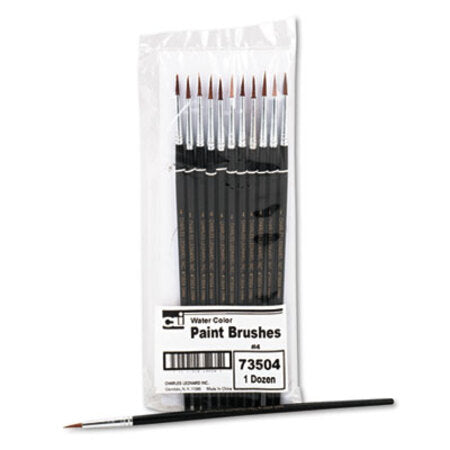 Charles Leonard® Artist Brush, Size 4, Camel Hair, Round Profile, 12/Pack - DZ/1 - LEO-73504-DZ