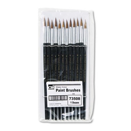 Charles Leonard® Artist Brush, Size 8, Camel Hair, Round Profile, 12/Pack - DZ/1 - LEO-73508-DZ