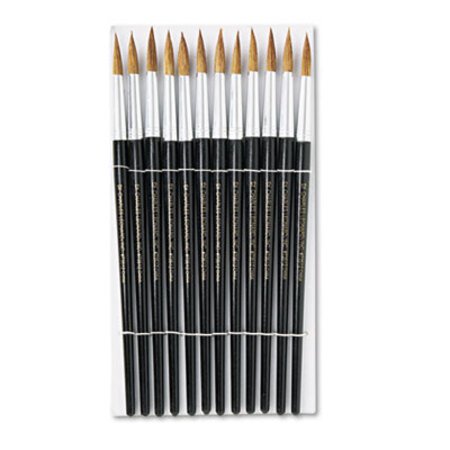 Charles Leonard® Artist Brush, Size 12, Camel Hair, Round Profile, 12/Pack - DZ/1 - LEO-73512-DZ