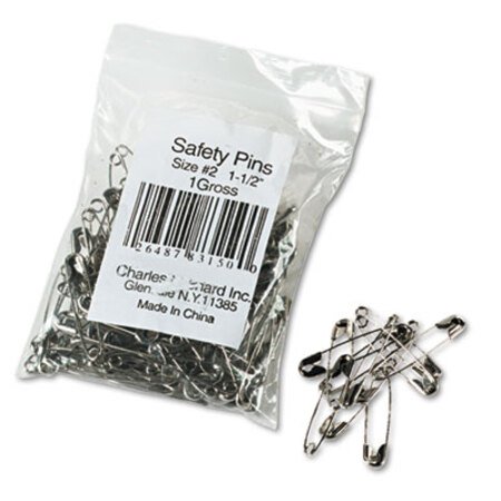 Charles Leonard® Safety Pins, Nickel-Plated, Steel, 1.5" Length, 144/Pack - Pack of 1 - LEO-83150-PK