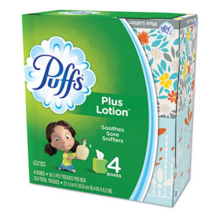 Puffs® Plus Lotion Facial Tissue, 1-Ply, White, 56 Sheets/Box, 24 Boxes/Carton - CT/1 - PGC-34899CT-CT