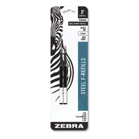 zebra® F-Refill for Zebra F-Series Ballpoint Pens, Medium Conical Tip, Black Ink, 2/Pack - Pack of 1 - ZEB-85412-PK