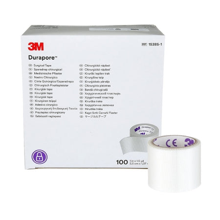 3M Medical Tape 3M™ Durapore™ White 1 Inch X 1-1/2 Yard Silk-Like Cloth NonSterile - Box of 100 - 1538S-1-BX