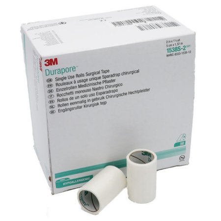 3M Medical Tape 3M™ Durapore™ White 2 Inch X 1-1/2 Yard Silk-Like Cloth NonSterile - Case of 250 - 1538S-2-CS