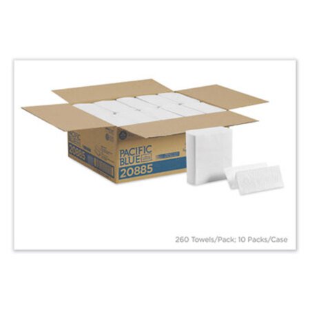 Georgia Pacific® Professional Pacific Blue Ultra Z-Fold Folded Paper Towels, 1-Ply, 8 x 11, White, 260/Pack, 10 Packs/Carton - CT/1 - GPC-20885-CT