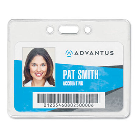 Advantus Proximity ID Badge Holders, Horizontal, Clear 3.75" x 3" Holder, 3.5" x 2.25" Insert, 50/Pack - Pack of 1 - AVT-75450-PK