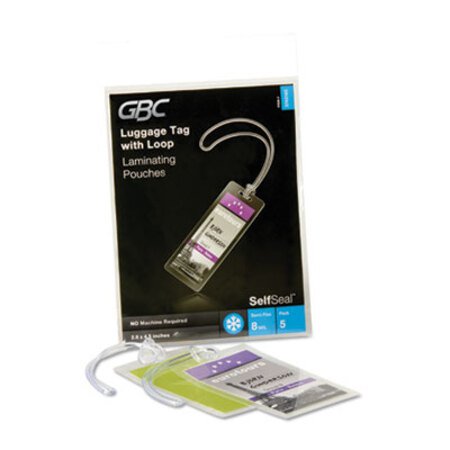 GBC® SelfSeal Self-Adhesive Laminating Pouches and Single-Sided Sheets, 8 mil, 2.88" x 4.63", Gloss Clear, 5/Pack - Pack of 1 - GBC-3745165-PK