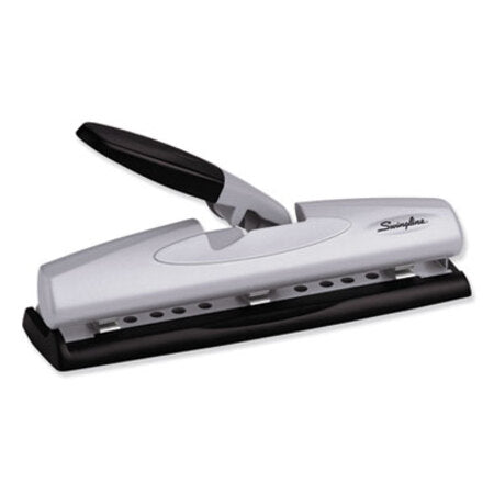Swingline® 12-Sheet LightTouch Desktop Two- to Three-Hole Punch, 9/32" Holes, Black/Silver - Each - SWI-74026-EA