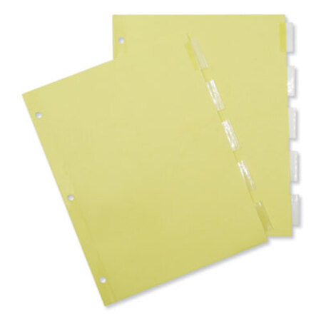 Universal® Insertable Tab Index, 5-Tab, 11 x 8.5, Buff, Clear Tabs, 24 Sets - Box of 1 - UNV-20831-BX