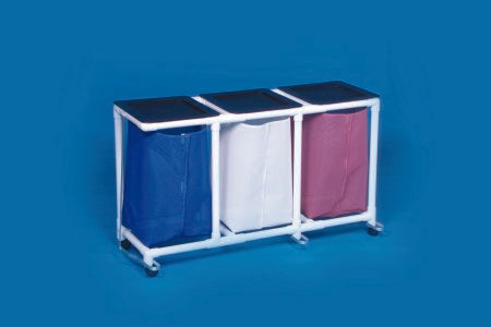 IPU Triple Hamper with Bags Standard 4 Casters 39 gal. - Each - VL LH3 FP MESH BLUE-EA