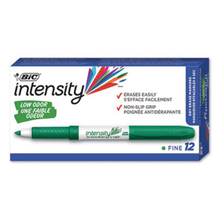 Bic® Intensity Low Odor Fine Point Dry Erase Marker, Fine Bullet Tip, Green, Dozen - DZ/1 - BIC-GDE11GN-DZ