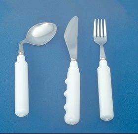 Alimed Teaspoon Grip-Tight Angled / Right Handed White - Each - 2970011317-EA