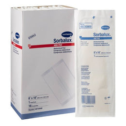 Hartmann Abdominal Pad Sorbalux® ABD 8 X 10 Inch 1 per Pouch Sterile 1-Ply Rectangle - Box of 16 - 48720000-BX
