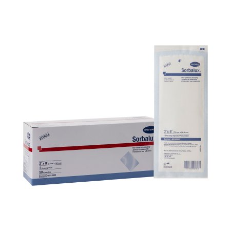 Hartmann Non-Adherent Dressing Sorbalux® 3 X 8 Inch Sterile Rectangle - Case of 600 - 48910000-CS