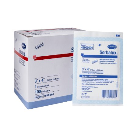 Hartmann Non-Adherent Dressing Sorbalux® 3 X 4 Inch Sterile Rectangle - Case of 2400 - 48900000-CS