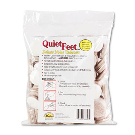 Master Caster® Quiet Feet Deluxe Noise Reducers, 1.25" dia, Circular, Beige, 100/Pack - Pack of 1 - MAS-88847-PK