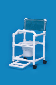 IPU Commode / Shower Chair Standard Fixed Arms PVC Frame Mesh Backrest 17-1/4 Inch Seat Width 300 lbs. Weight Capacity - Each - VL SC17 P FRLB-EA