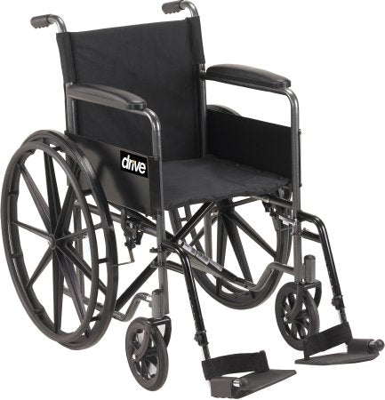 Drive Medical Wheelchair drive™ Silver Sport 1 Swing-Away Footrest Black Upholstery 18 Inch Seat Width Adult 300 lbs. Weight Capacity - Each - SSP118FA-SF-EA
