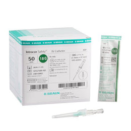 B. Braun Peripheral IV Catheter Introcan Safety® 18 Gauge 1.25 Inch Sliding Safety Needle - Box of 50 - 4252560-02-BX